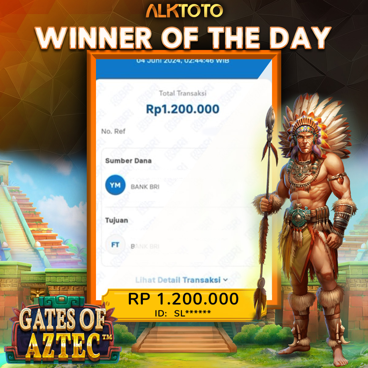 ALKTOTO JACKPOT SLOT GATES OF AZTEC WINS Rp. 1.200.000,- LUNAS